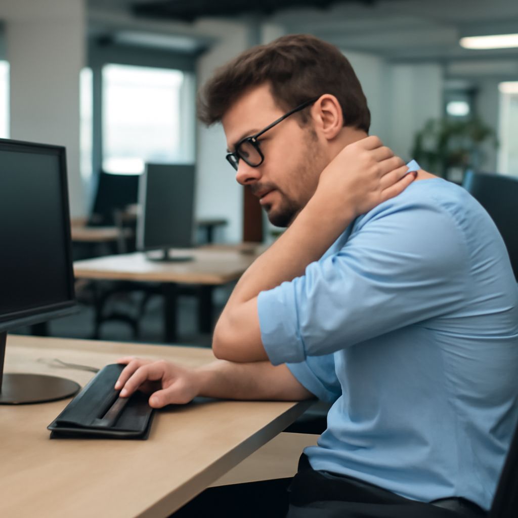 Напруга в шиї та плечах при сидячій роботі